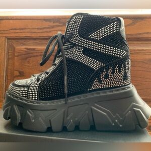 Anthony Wang Platform Wedge Glitter Sneakers New sz7